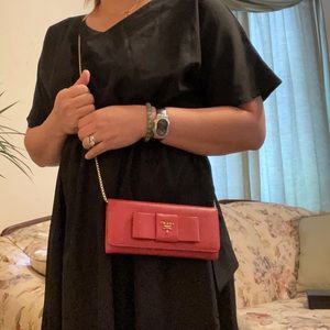 Authentic Prada wallet with unbranded D-ring & unbranded metal strap (repainted)